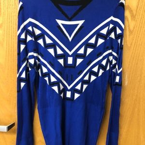 Blue, white & black design cardigan